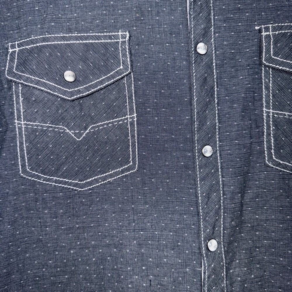 BKE Pearl Button Down Contrast Stitch L Blue Casual Summer Western - Picture 3 of 7